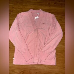 adidas Pink Button-Up V-Neck Cardigan